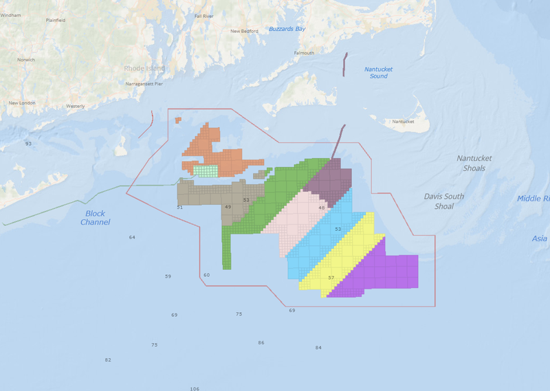 A map showing the Proposed Southern New England Habitat Area of Particular Concern and BOEM Active Renewable Energy Lease Areas