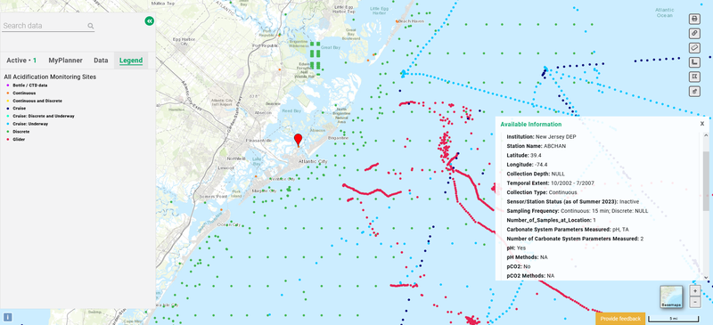 A view of the All Acidification Monitoring Sites map.